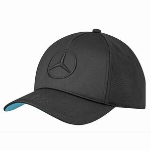 Genuine Mercedes Benz Logo Cap - Black W/ Blue Trim Brand New OEM Authentic